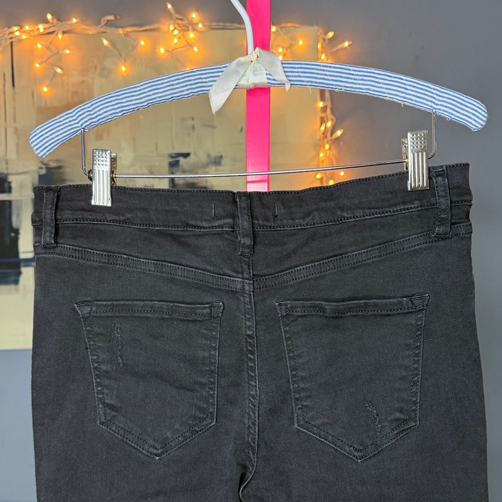 Free People Black Distressed Raw Hem Skinny Jeans Size 31 ✨ - Picture 5 of 5